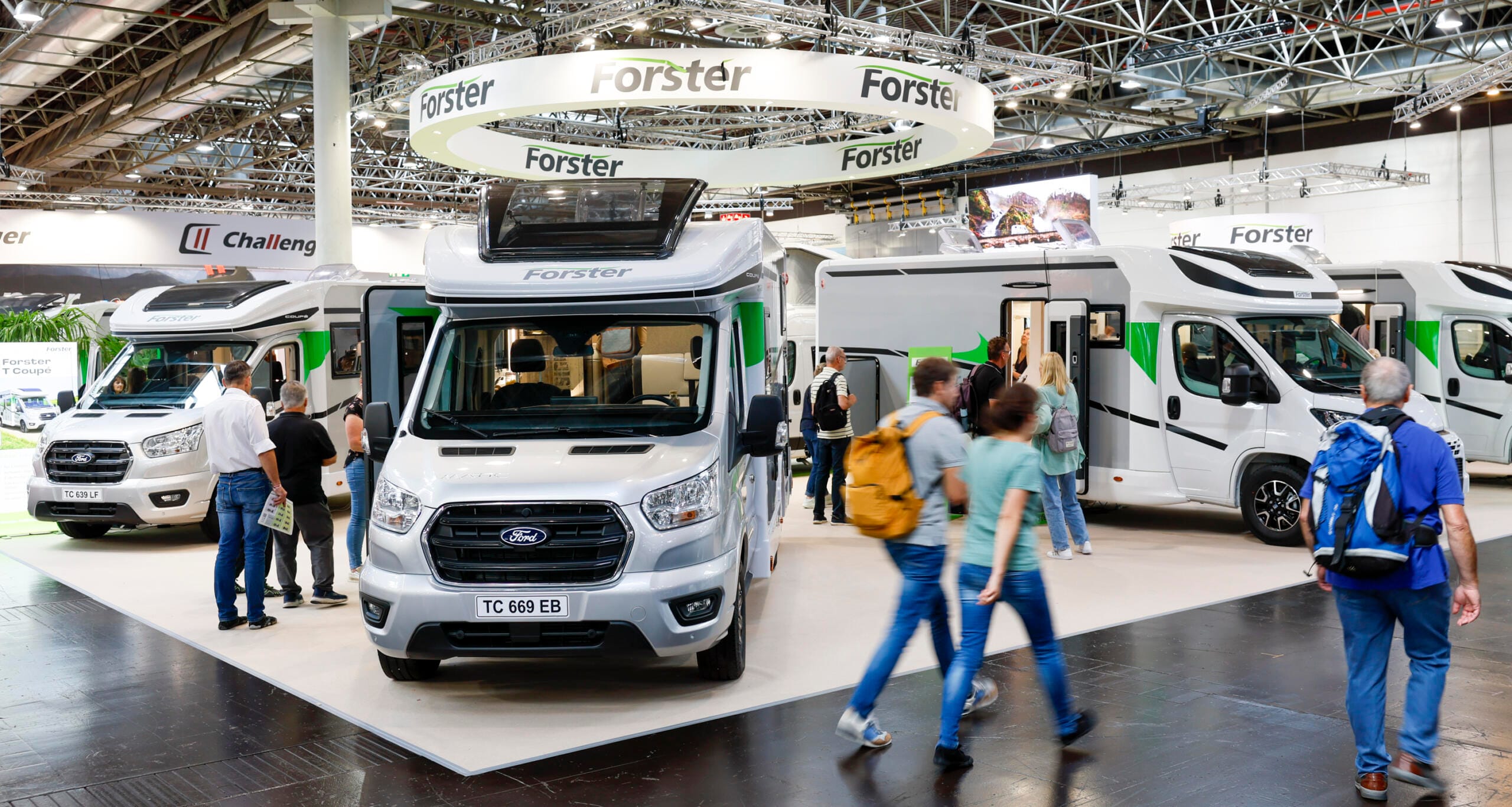 Forster motorhome booth at Caravan Salon Düsseldorf with visitors